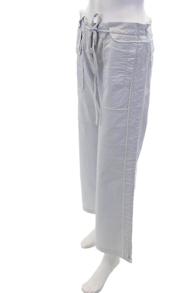 BCBGMAXAZRIA Womens Cotton Flat Front Straight Leg Pants Light Blue Size 6