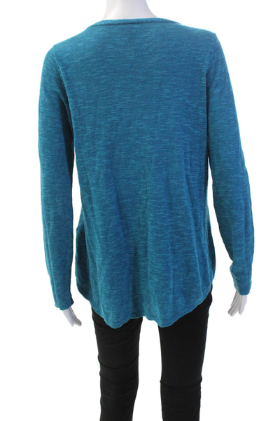 Eileen Fisher Womens V Neck Sweater Blue Organic Cotton Size XS