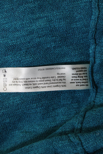 Eileen Fisher Womens V Neck Sweater Blue Organic Cotton Size XS