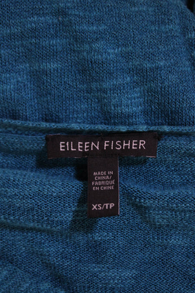 Eileen Fisher Womens V Neck Sweater Blue Organic Cotton Size XS