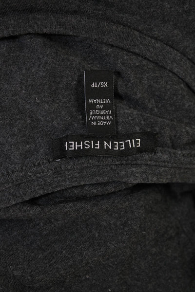 Eileen Fisher Womens Long Sleeves Pullover Shirt Slate Gray Size Extra Small