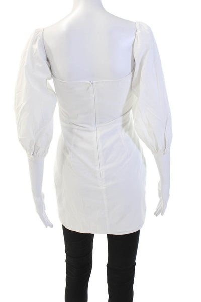 Superdown Womens Cotton Long Sleeve V-neck Lined Blouse White Size S