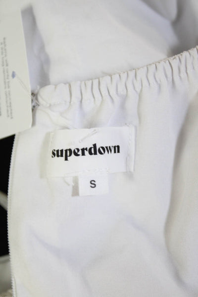 Superdown Womens Cotton Long Sleeve V-neck Lined Blouse White Size S