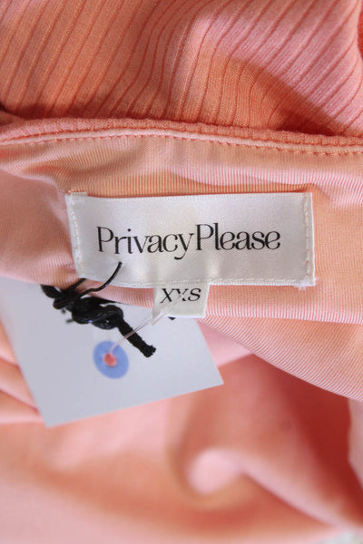 Privacy Please Womens Spaghetti Strap Keyhole Ribbed Bodysuit Peach Size 2XS