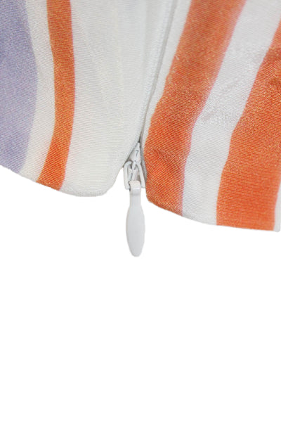 L Academie Womens One Shoulder Striped Crop Top White Purple Red Size 2XS