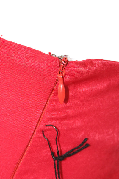 Superdown Womens Sleeveless Square Neck Satin Knit Bodysuit Red Size 2XS
