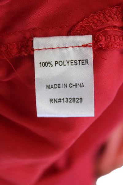 Superdown Womens Sleeveless Square Neck Satin Knit Bodysuit Red Size 2XS