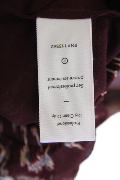 Elizabeth and James Womens Strapless Chiffon Silk Ikat Pippa Top Burgundy 2XS
