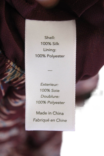 Elizabeth and James Womens Strapless Chiffon Silk Ikat Pippa Top Burgundy 2XS