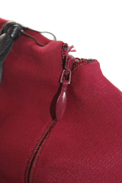 Hours Womens One Shoulder Ruched Button Bottom Bodysuit Red Size 2XS