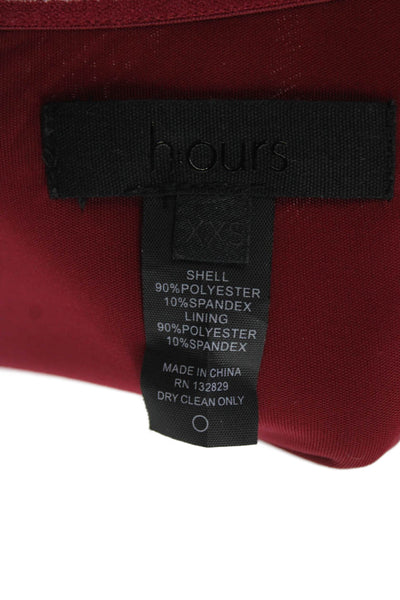 Hours Womens One Shoulder Ruched Button Bottom Bodysuit Red Size 2XS