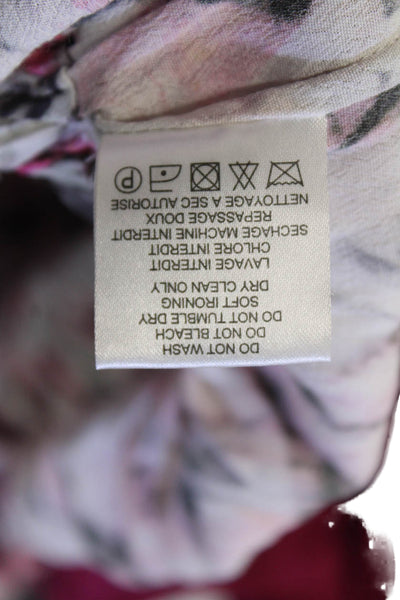 IRO Womens Smocked Waistband Abstract Mini Skirt White Pink Black Size FR 34