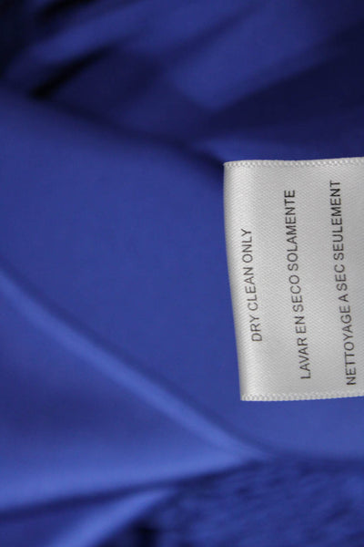 BCBGMAXAZRIA Womens Sleeveless V Neck Smocked Silk Top Blue Size Medium