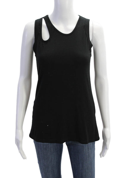 Sen Womens Scoop Neck Cut Out Lightweight Knit Tank Top Black Size 3