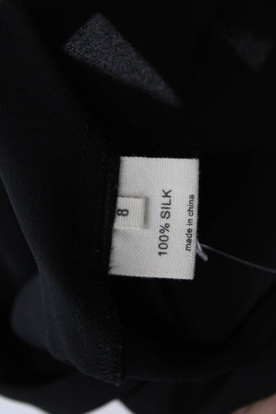 L Agence Womens Sleeveless Collared V Neck Silk Boxy Blouse Top Black Size 8