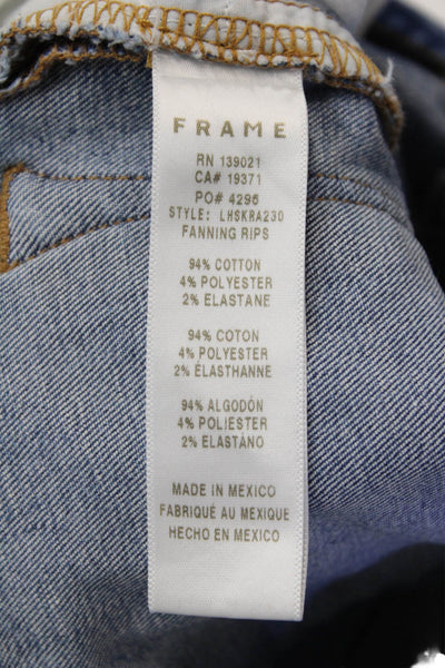 Frame Womens Zipper Fly High Rise Distressed Skinny Jeans Blue Denim Size 26
