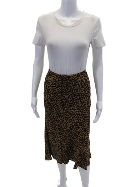 Madewell Womens Animal Print Drawstring Waist Mid-Calf Skirt Brown Size 0