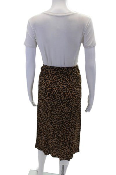 Madewell Womens Animal Print Drawstring Waist Mid-Calf Skirt Brown Size 0