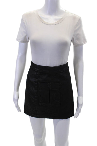 Allsaints Womens Cotton One Pocket Button Up Mini Denim Skirt Black Size 6