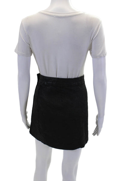 Allsaints Womens Cotton One Pocket Button Up Mini Denim Skirt Black Size 6