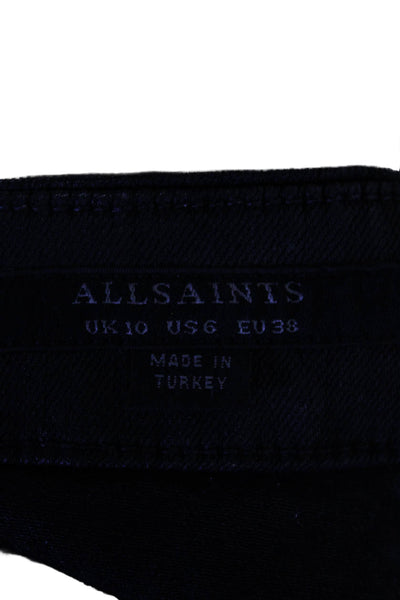 Allsaints Womens Cotton One Pocket Button Up Mini Denim Skirt Black Size 6