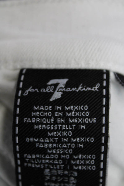 7 For All Mankind Womens Cotton Distressed Mid-Rise Skinny Jeans White Size 23