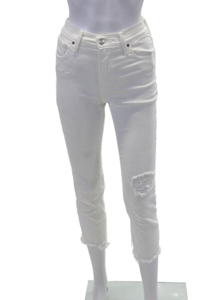 Levis Womens Cotton Denim High-Rise Straight Leg Cropped Pants White Size 25