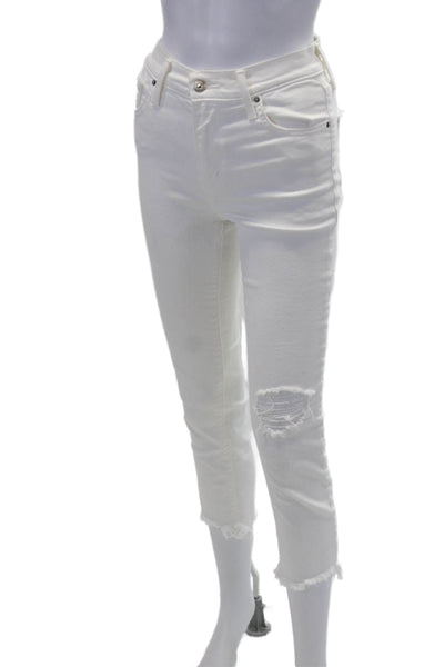Levis Womens Cotton Denim High-Rise Straight Leg Cropped Pants White Size 25