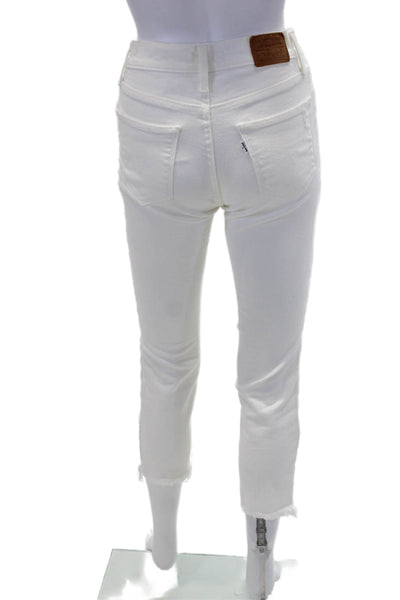 Levis Womens Cotton Denim High-Rise Straight Leg Cropped Pants White Size 25