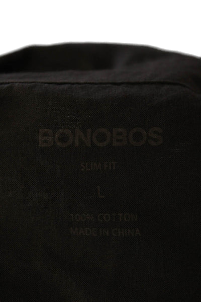 Bonobos Mens Cotton Collared Long Sleeve Button Up Shirt Dark Gray Size L