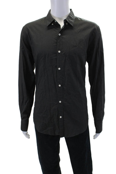 Bonobos Mens Cotton Collared Long Sleeve Button Up Shirt Dark Gray Size XL