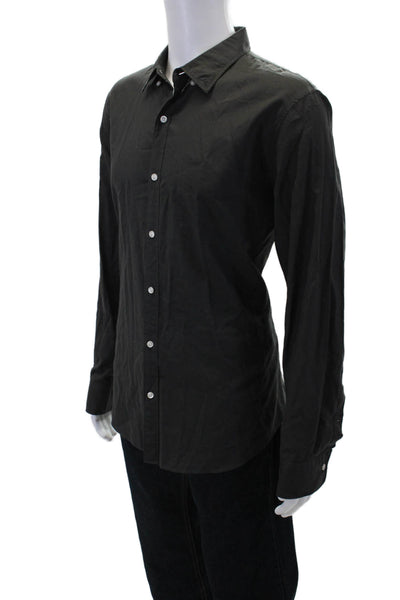 Bonobos Mens Cotton Collared Long Sleeve Button Up Shirt Dark Gray Size XL