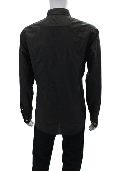 Bonobos Mens Cotton Collared Long Sleeve Button Up Shirt Dark Gray Size XL