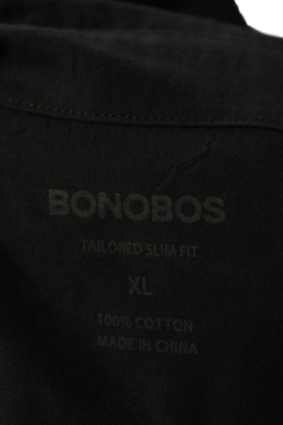 Bonobos Mens Cotton Collared Long Sleeve Button Up Shirt Dark Gray Size XL
