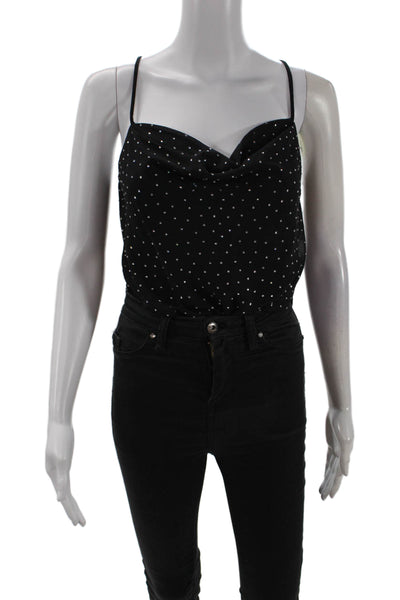 ASTR Womens Jeweled Sleeveless Bodysuit Blouse Black Size Extra Small