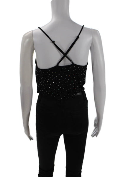 ASTR Womens Jeweled Sleeveless Bodysuit Blouse Black Size Extra Small