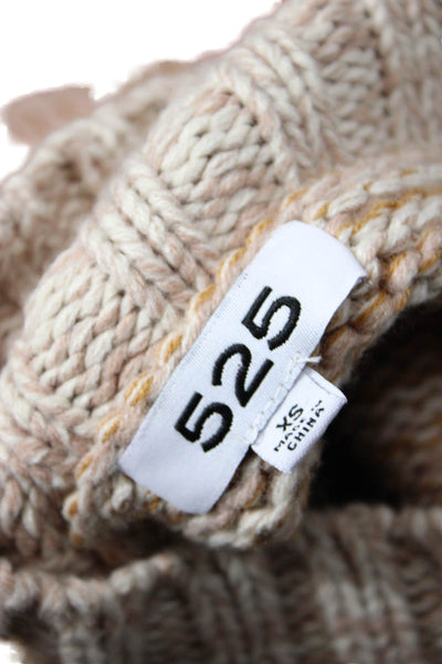 525 Womens Striped Turtleneck Long Sleeves Sweater Pink Brown Size Extra Small