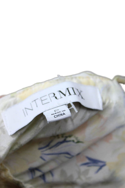 Intermix Womens Silk Floral Print Sleeveless Jumpsuit Yellow White Size 0 Petite