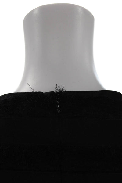 A.L.C. Womens Striped Fringe Sleeveless Knee Length Sheath Dress Black Size 0