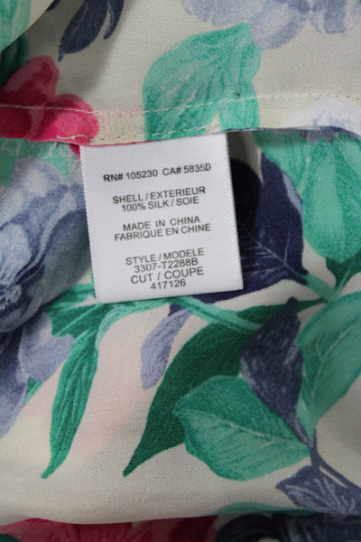Joie Womens Sleeveless Ruffled Floral Silk Top White Multi Size Small
