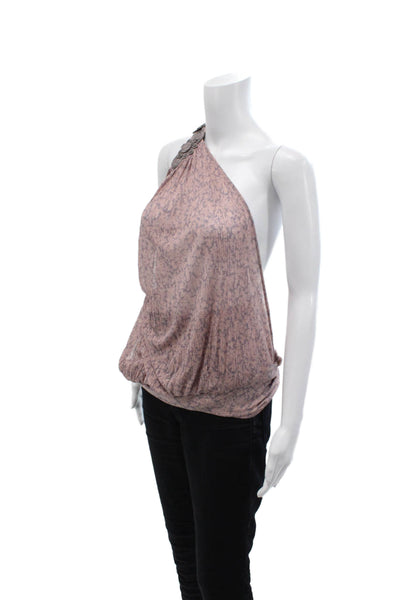 Free People Womens One Shoulder Floral Draped Knit Top Purple Size Medium