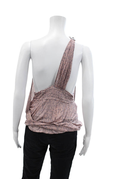 Free People Womens One Shoulder Floral Draped Knit Top Purple Size Medium