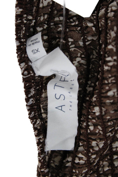 ASTR Women's Square Neck Long Sleeves Ruched Fitted Floral Blouse Size XS