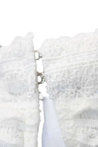 Endless Rose Women's Round Neck Sleeveless Ruffle Lace Tank Top White Size XS