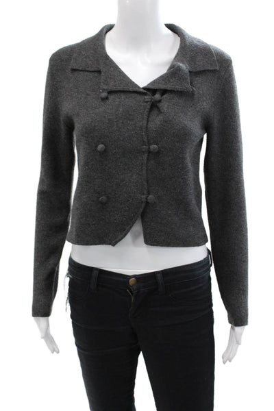 Zara Women's Long Sleeves Collared Button Cardigan Sweater Gray Size S