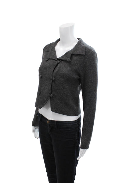 Zara Women's Long Sleeves Collared Button Cardigan Sweater Gray Size S