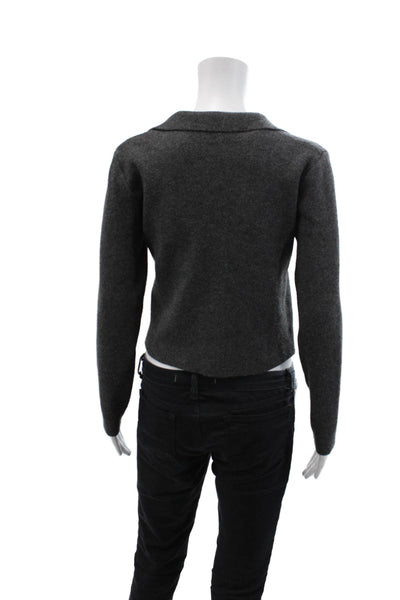 Zara Women's Long Sleeves Collared Button Cardigan Sweater Gray Size S