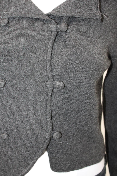 Zara Women's Long Sleeves Collared Button Cardigan Sweater Gray Size S