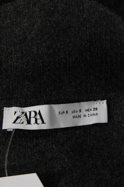 Zara Women's Long Sleeves Collared Button Cardigan Sweater Gray Size S