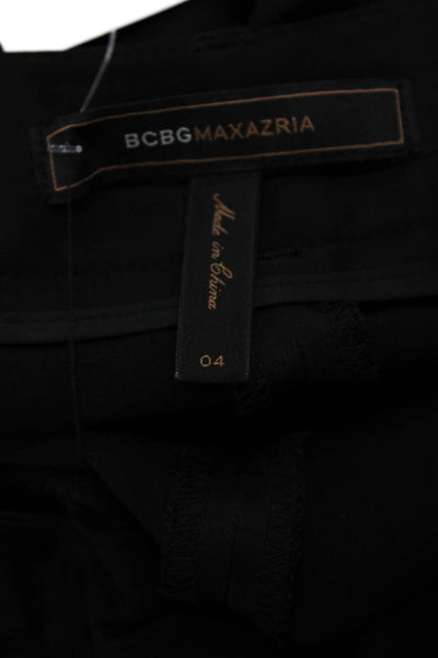 BCBGMAXAZRIA Womens Zipper Fly Mid Rise Satin Cropped Pants Black Size 4